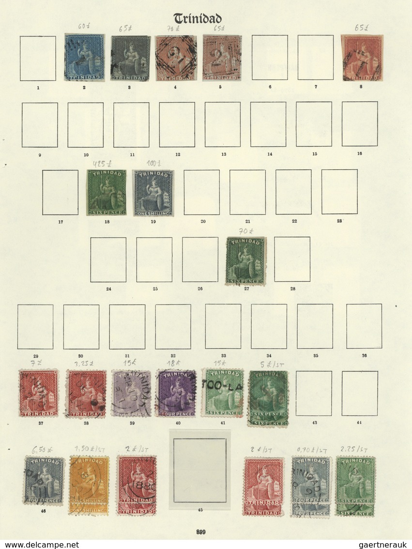 Trinidad Und Tobago: 1851-1935, Collection Of Mint And Used Stamps On Old Album Leaves, From Early I - Trinité & Tobago (1962-...)