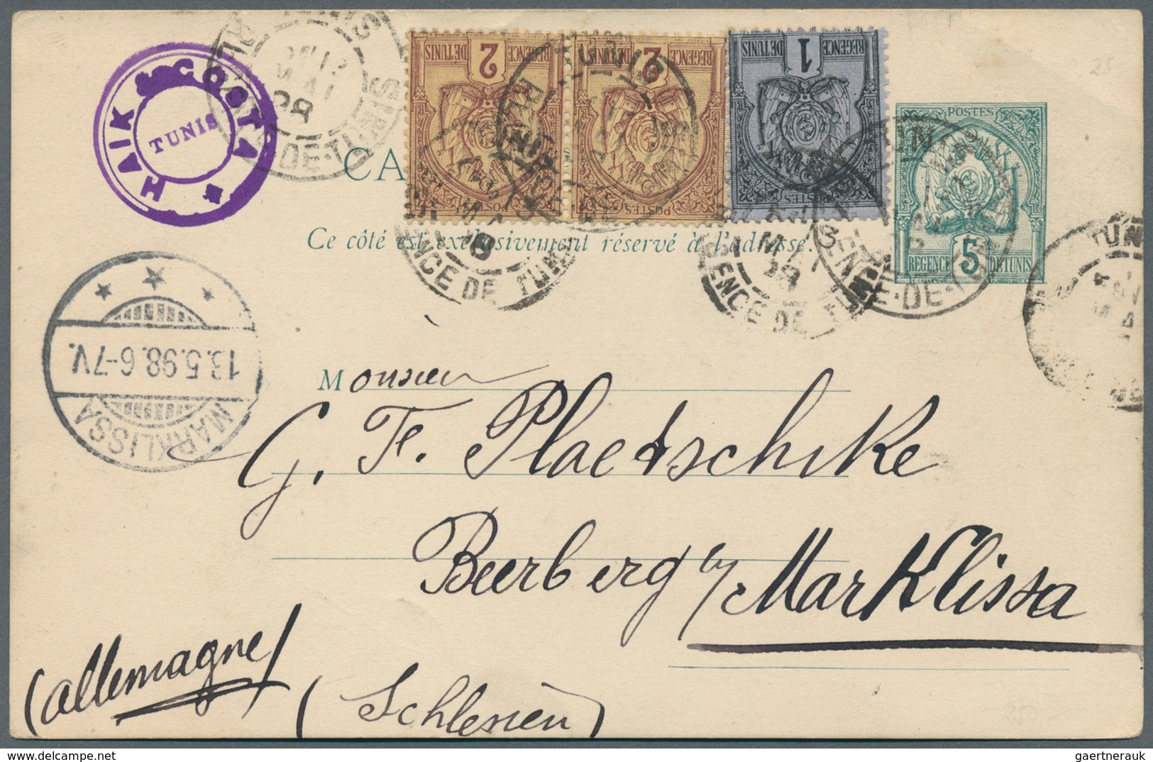 Tunesien: 1895/1975 (ca.), Small Lot With About 40 Covers And Postal Stationeries With Several Moder - Lettres & Documents