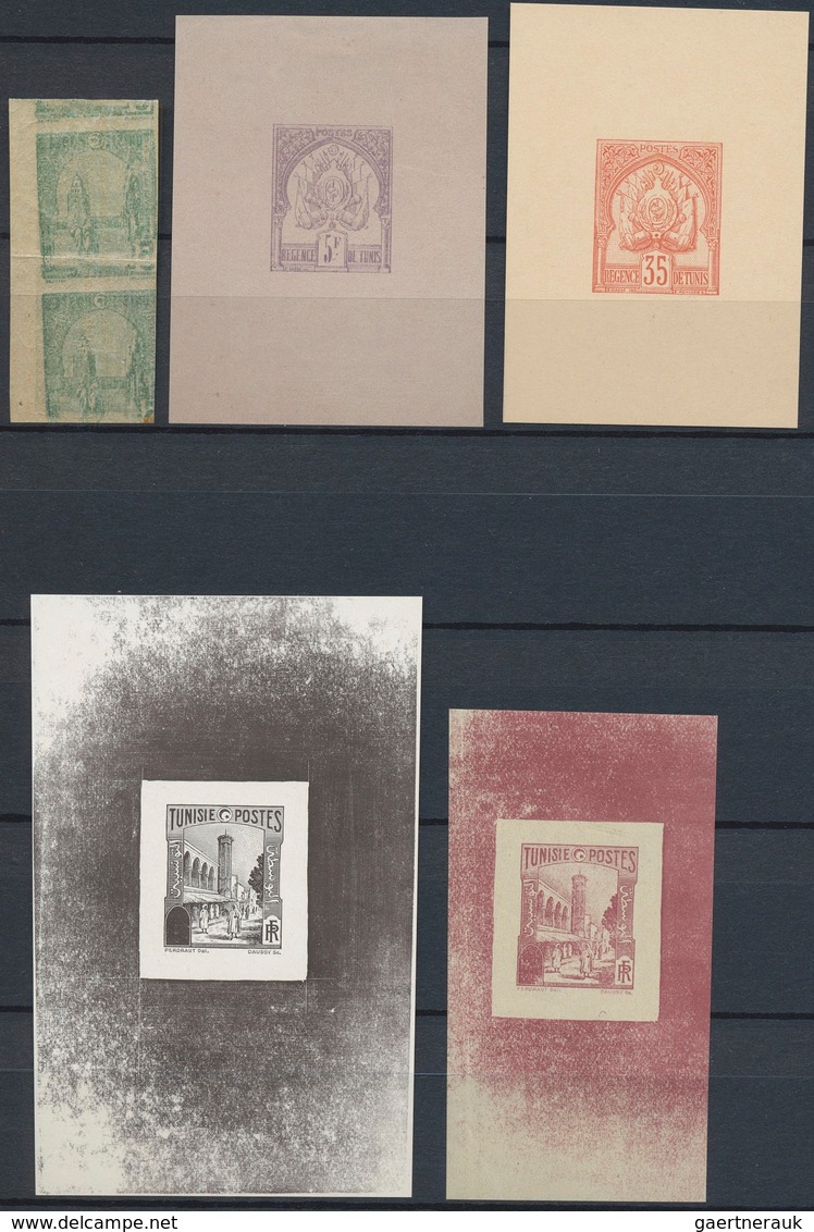 Tunesien: 1900-1940, 190 Imperf Proofs And Die Proofs, Four Very Scarce Early Issues Proofs 1900-26 - Briefe U. Dokumente