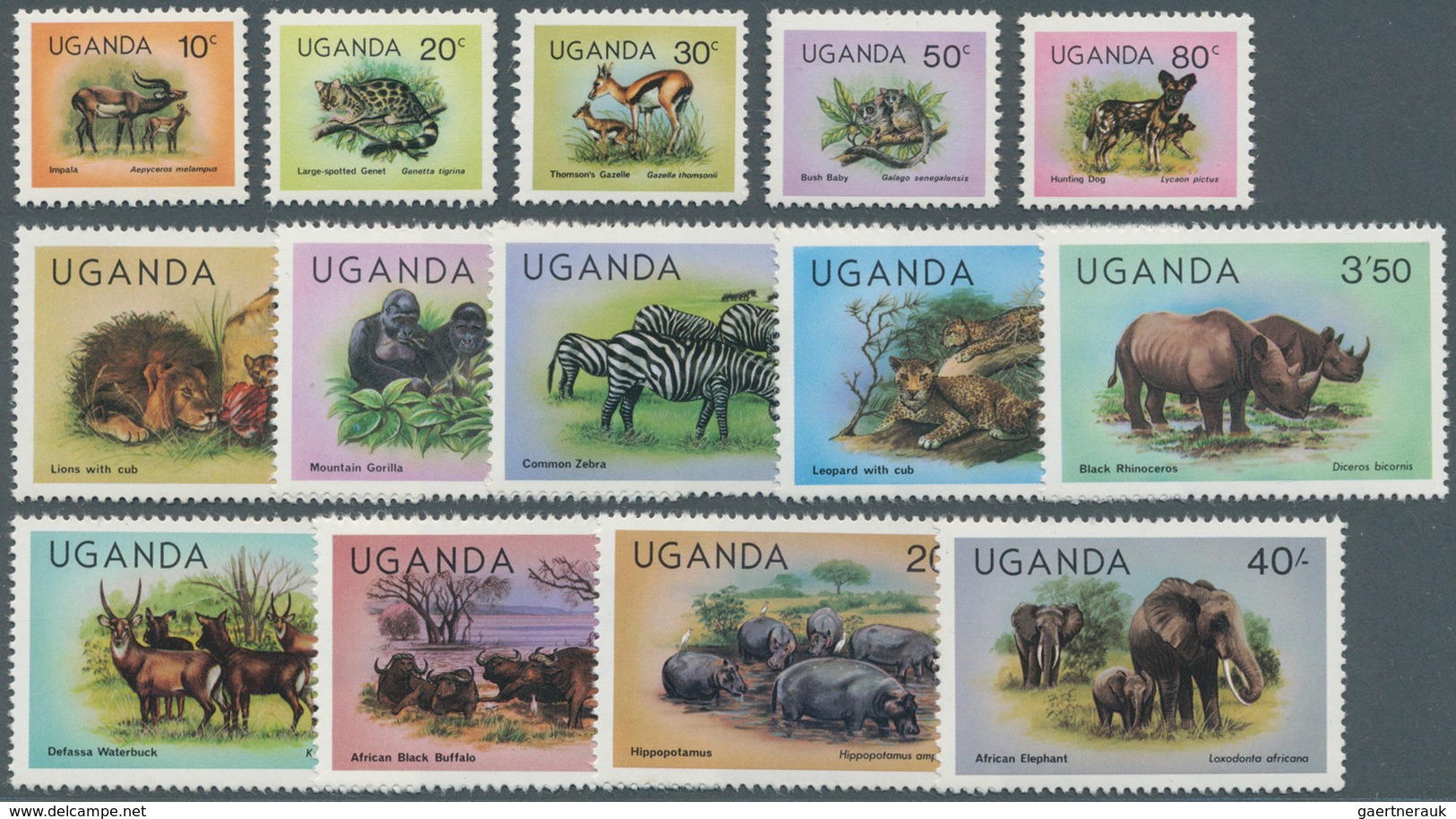 Uganda: 1979, Animal Definitives (elephant, Wild Dog, Lion, Gorilla, Buffalo, Antelope, Zebra, Leopa - Uganda (1962-...)