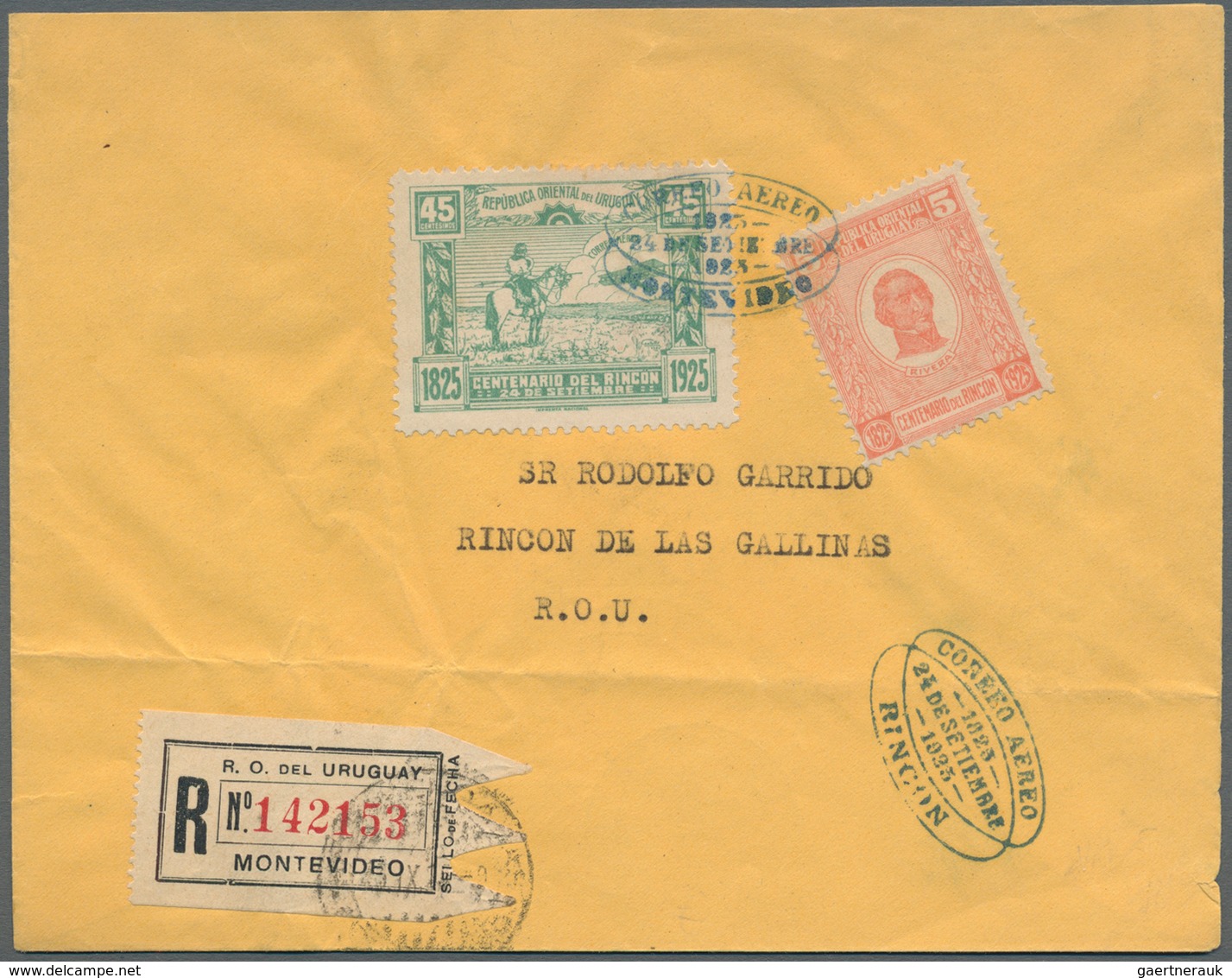 Uruguay: 1923/1926, Group Of Five Better Airmail Covers. - Uruguay