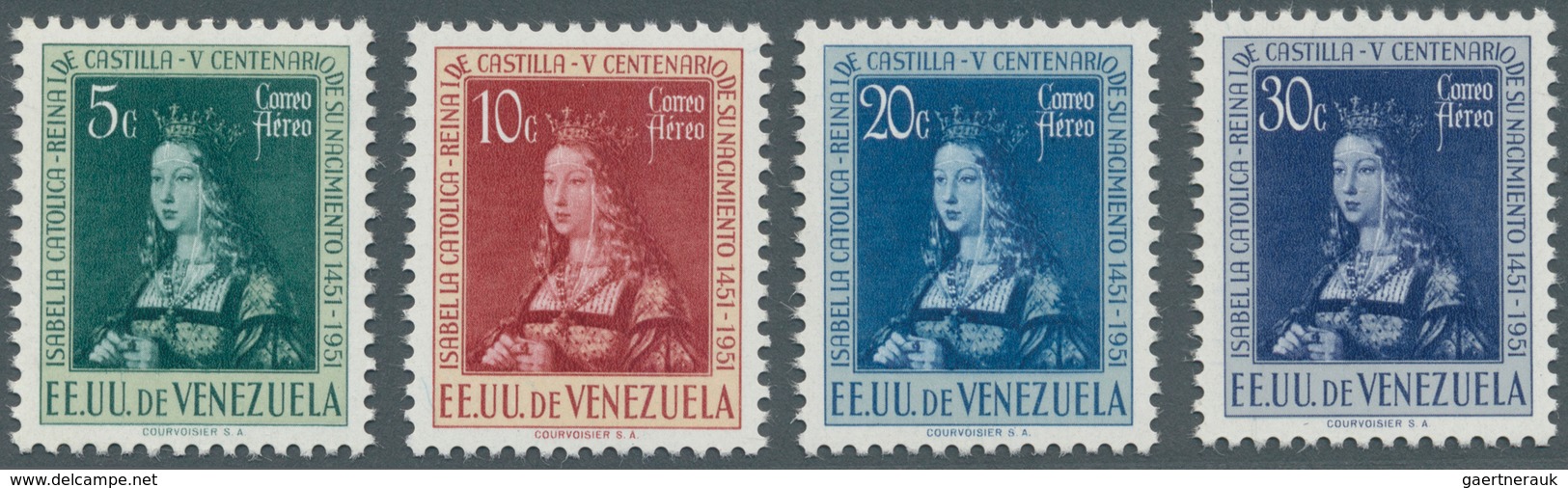 Venezuela: 1951, 500th Birthday Of Queen Isabella Of Spain Complete Set Of Four In A Lot With 75 Set - Venezuela