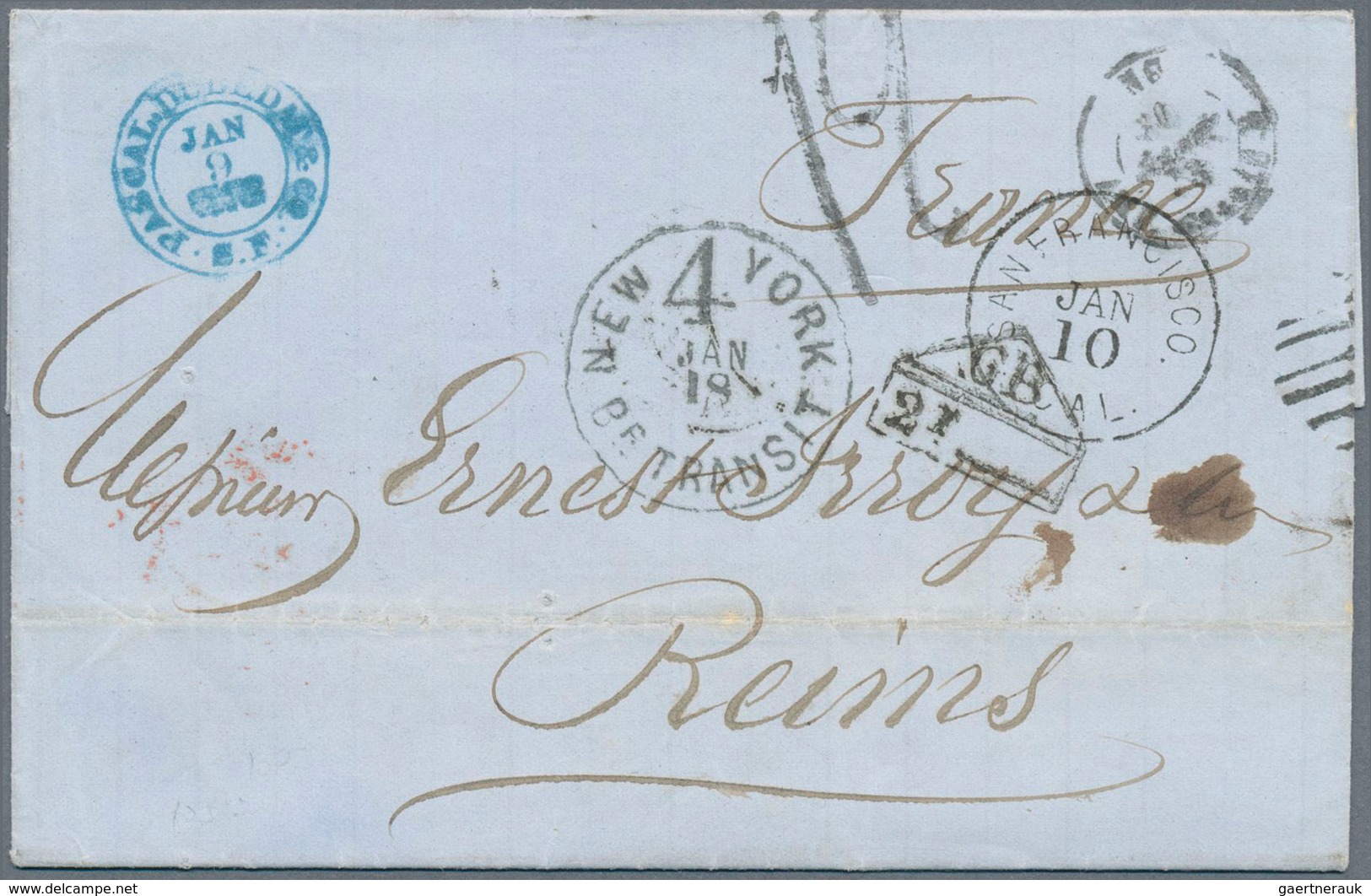 Vereinigte Staaten Von Amerika: 1851/1880, Seven Folded Letters And One Stationery Envelope Sent Fro - Lettres & Documents