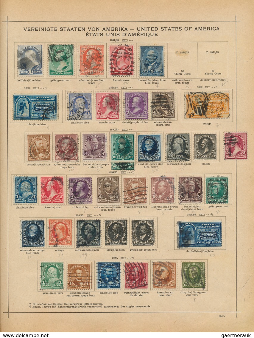 Vereinigte Staaten Von Amerika: 1851/1913: Good Old-time Collection Of Mostly Used Stamps On Album P - Lettres & Documents