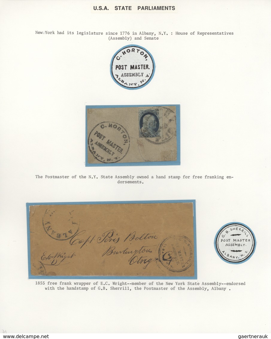 Vereinigte Staaten Von Amerika: 1851/1930, HOUSE OF REPRESENTATIVES / SENAT CHAMBERS, A Scarce Colle - Lettres & Documents