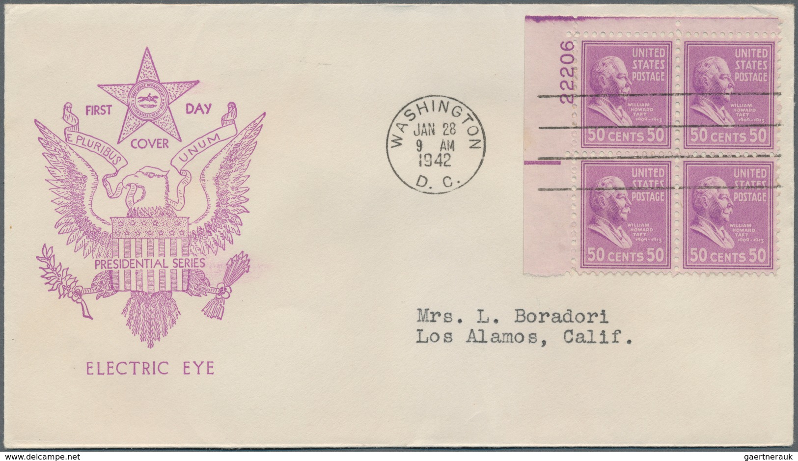 Vereinigte Staaten von Amerika: 1941/1942: 116 good FDC, many Plate Blocks, all FDC are with Borders