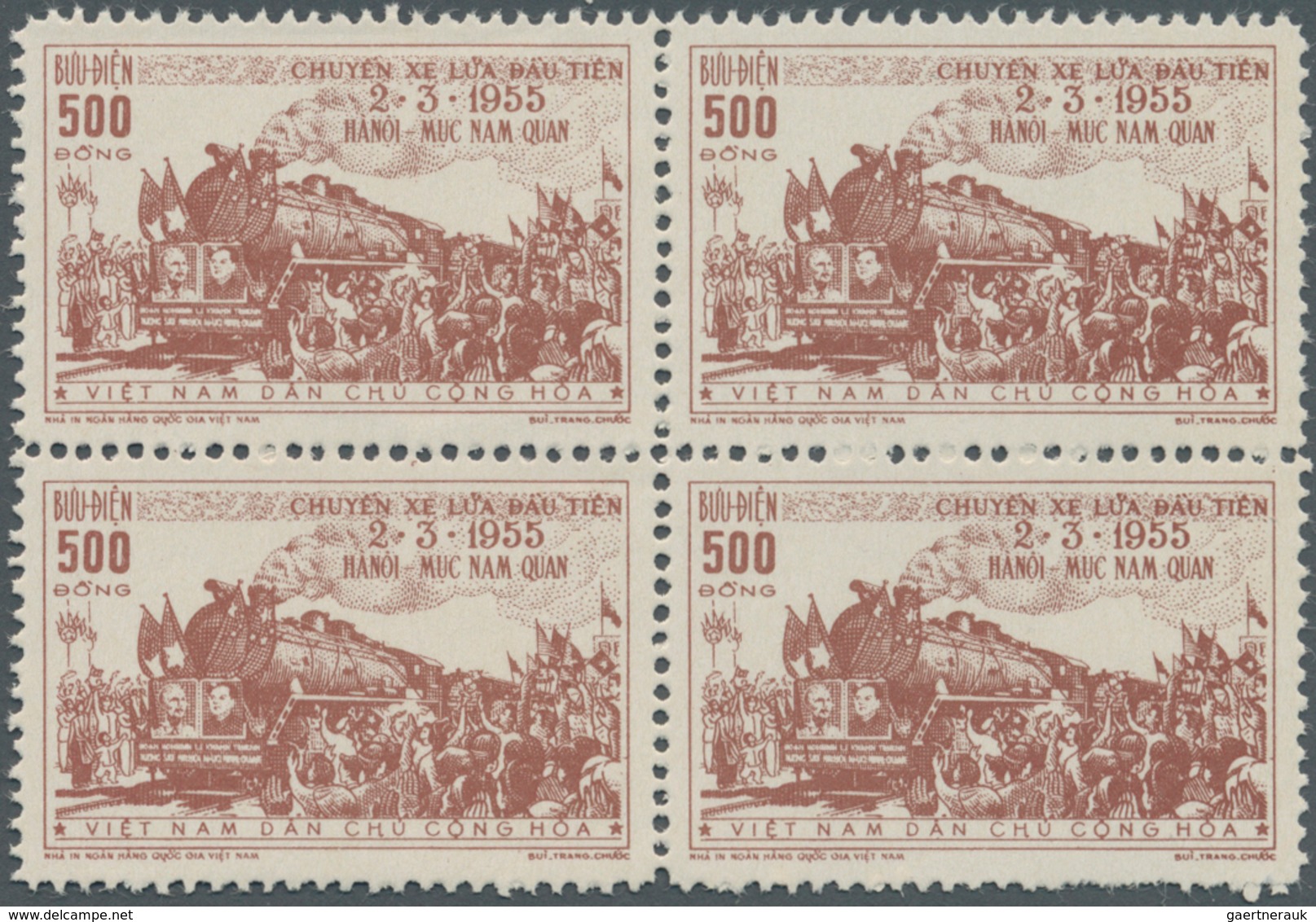 Vietnam-Nord (1945-1975): 1956, Inauguration Of Railway Hanoi - Muc Nam Quan Complete Set Of Four In - Vietnam