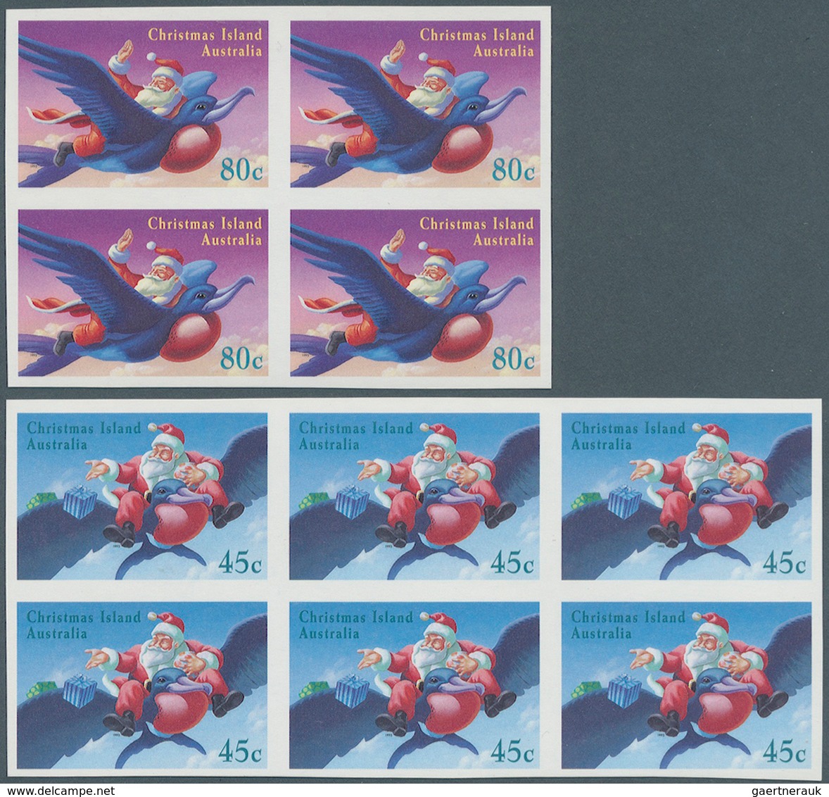 Weihnachtsinsel: 1995, Special Lot Of Christmas Series Containing In All 76 Imperforated Stamps Incl - Christmas Island