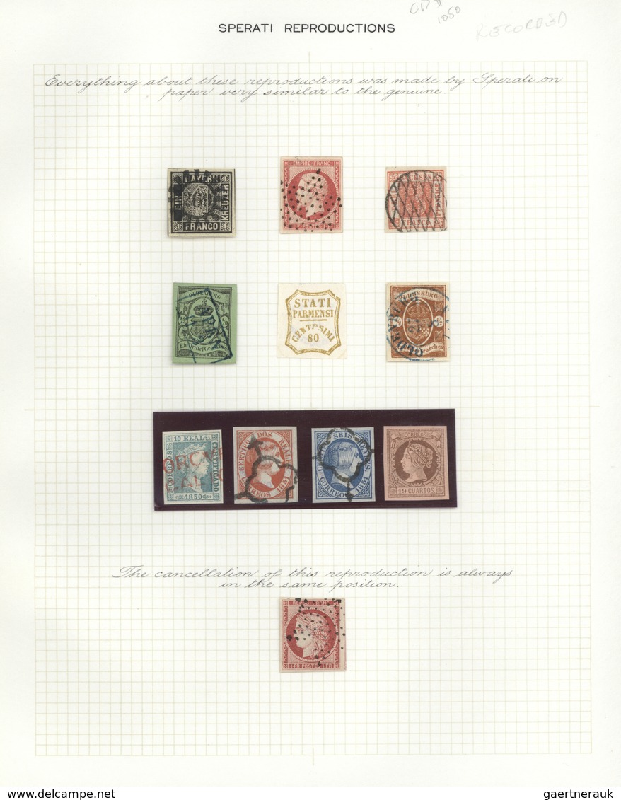 Alle Welt: 1849-2001 "Jean De SPERATI": Collection Of 11 Stamps As Sperati Reproductions Including B - Colecciones (sin álbumes)