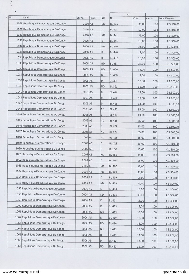 Alle Welt: 1974/2006 (ca.): 694 different sorts of miniture sheets, each in quantities of 100, in pe