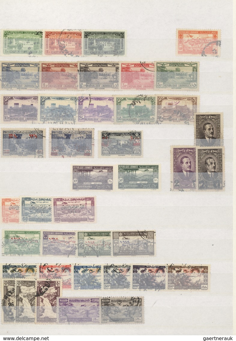 Asien: 1919/2001 (ca.), Iraq, Lebanon, Syria mint and used inc. O.M.F. ovpts. and s/s in two stockbo