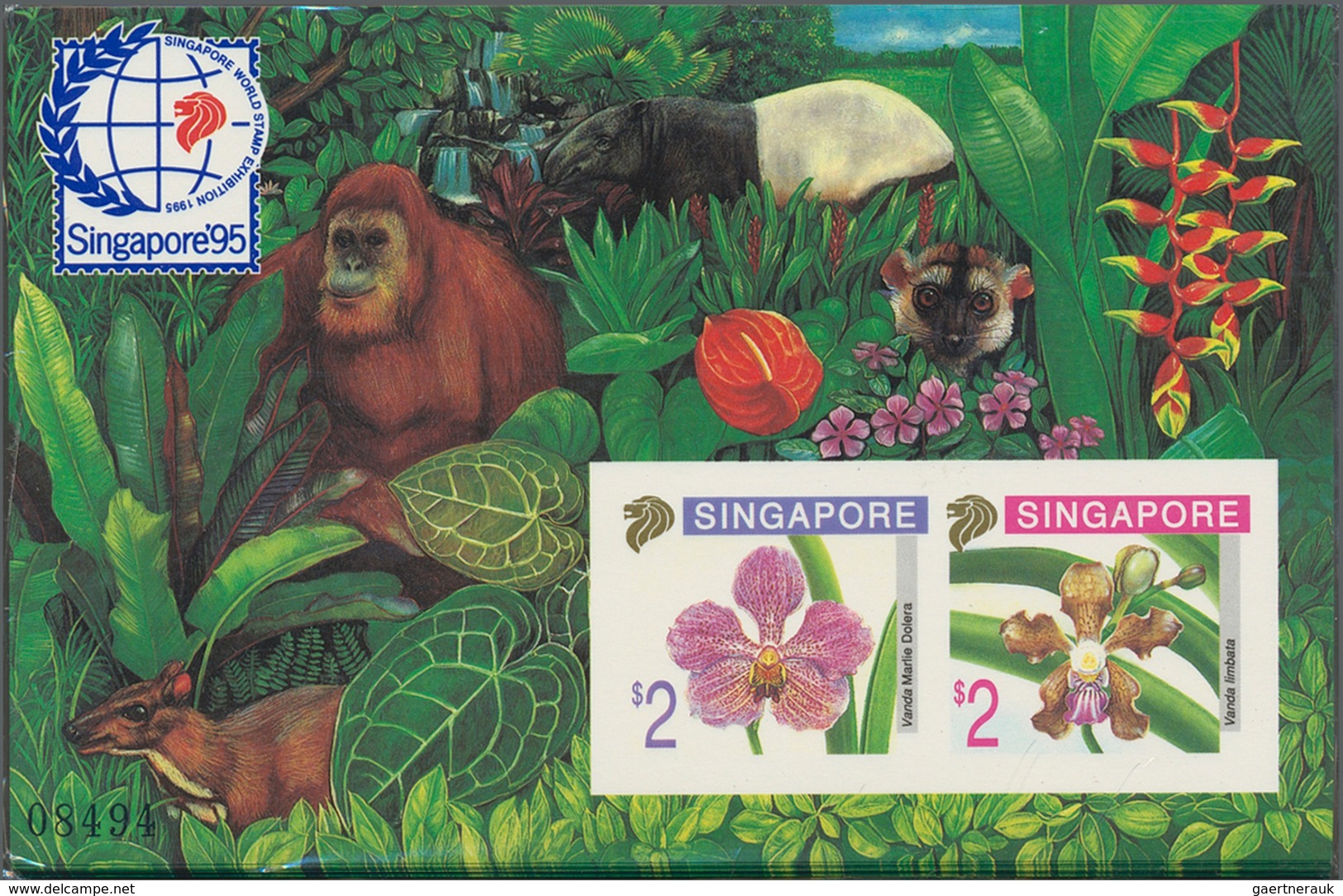 Asien: 1995, Stamp Exhibition SINGAPORE '95 ("Orchids"), IMPERFORATE Souvenir Sheet, Lot Of 50 Piece - Otros - Asia