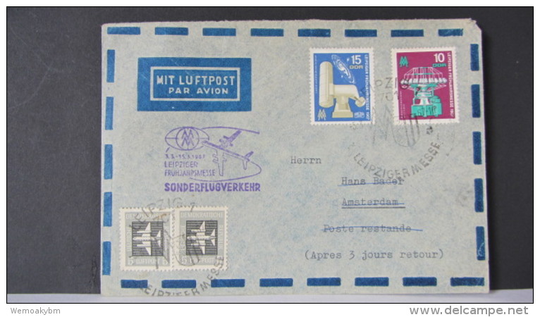 DDR : Lp-Brief Sonderflugverkehr Leipzig Nach Amsterdam Mit "Zurück"-Vermerk Vom 5.3.67 Knr: 1254 Ua - Luftpost