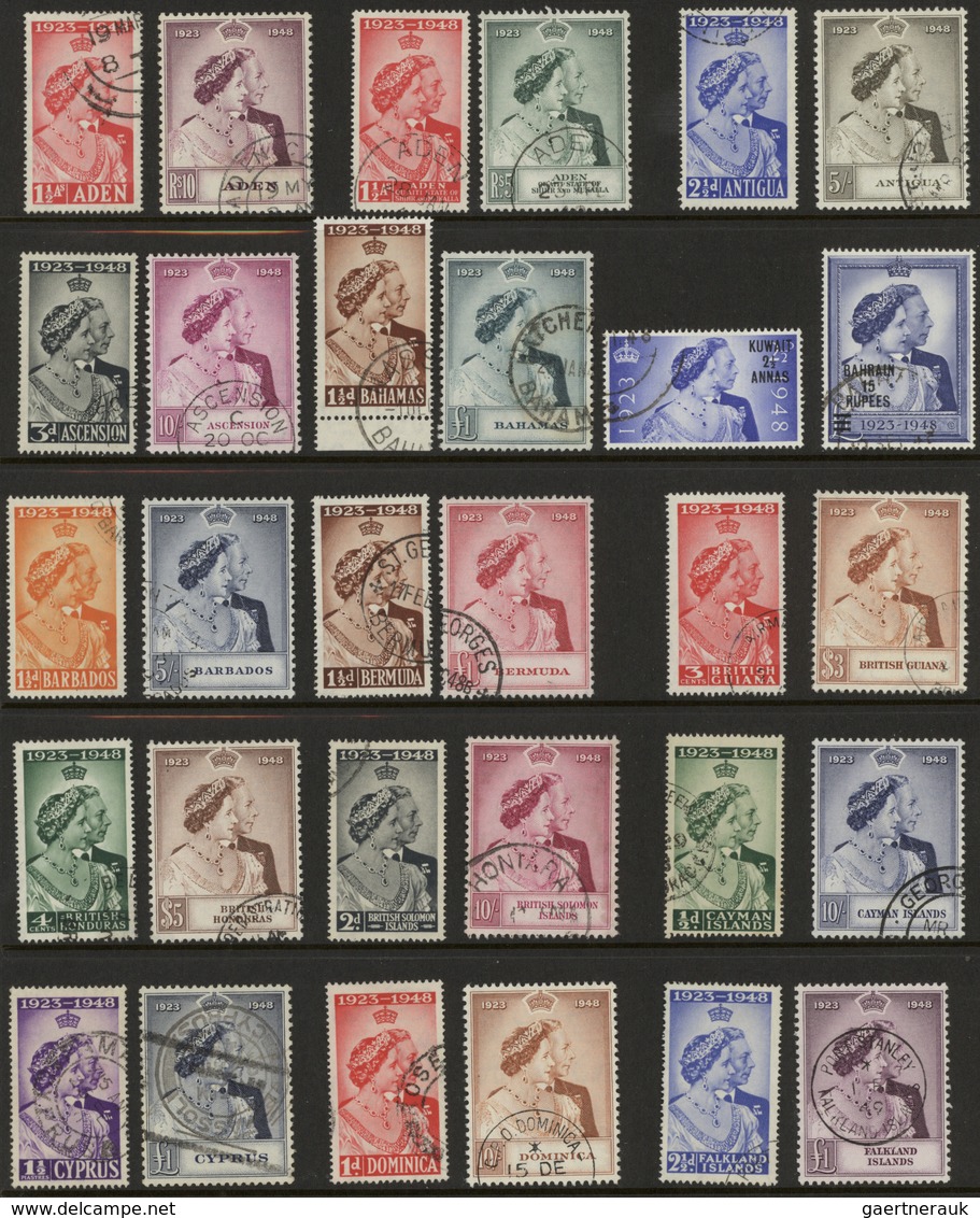 British Commonwealth: 1948-49 Royal Silver Wedding: Collection Of 114 Different Stamps Used, Includi - Autres & Non Classés