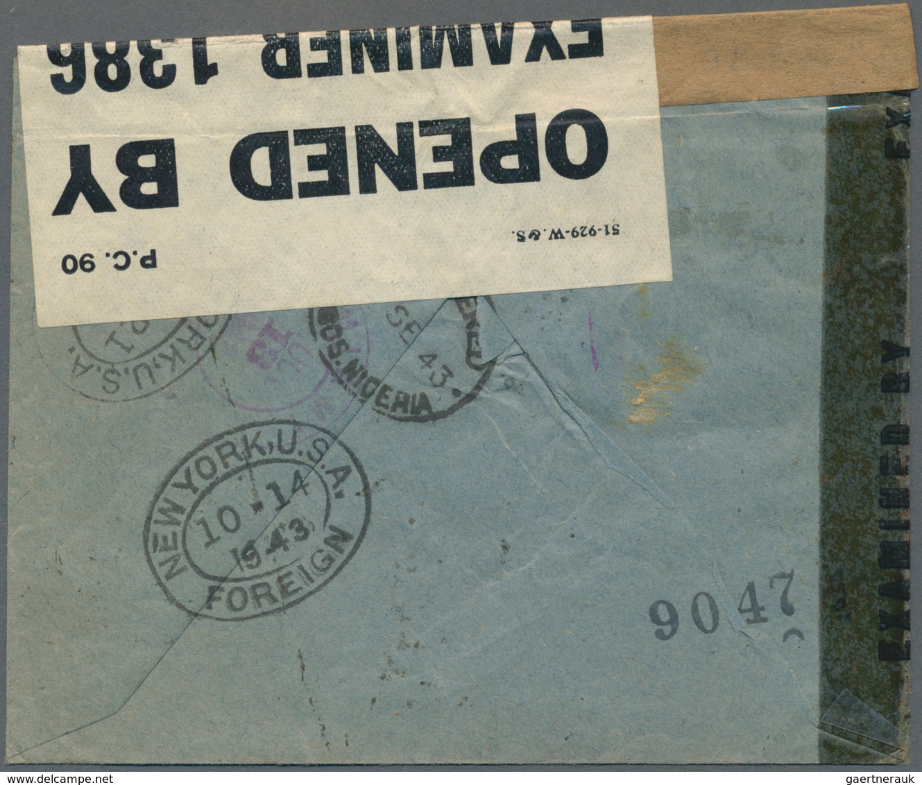 Französische Kolonien: 1896/1943, group of four better entires: P.O. Levant 1896 baggage tag, Gabon