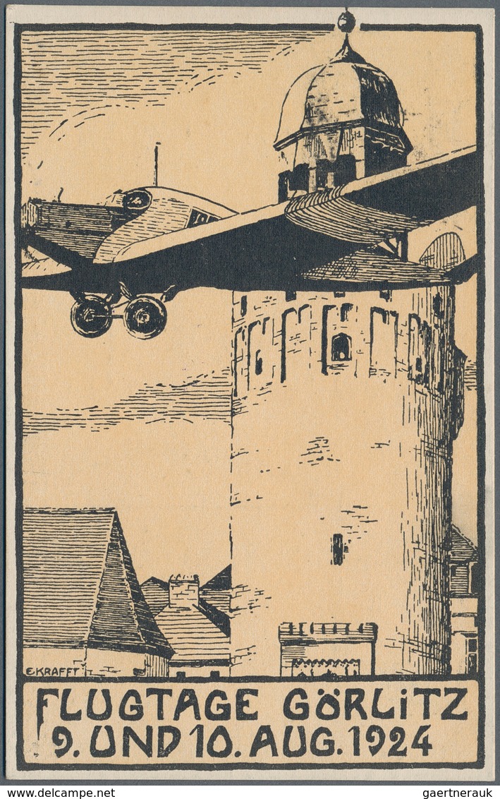 Flugpost Deutschland: 1924, FLUGTAGE GÖRLITZ, 6 Sonderflugkarten, Davon 4 Stück Mit Entspr. Flugvign - Correo Aéreo & Zeppelin