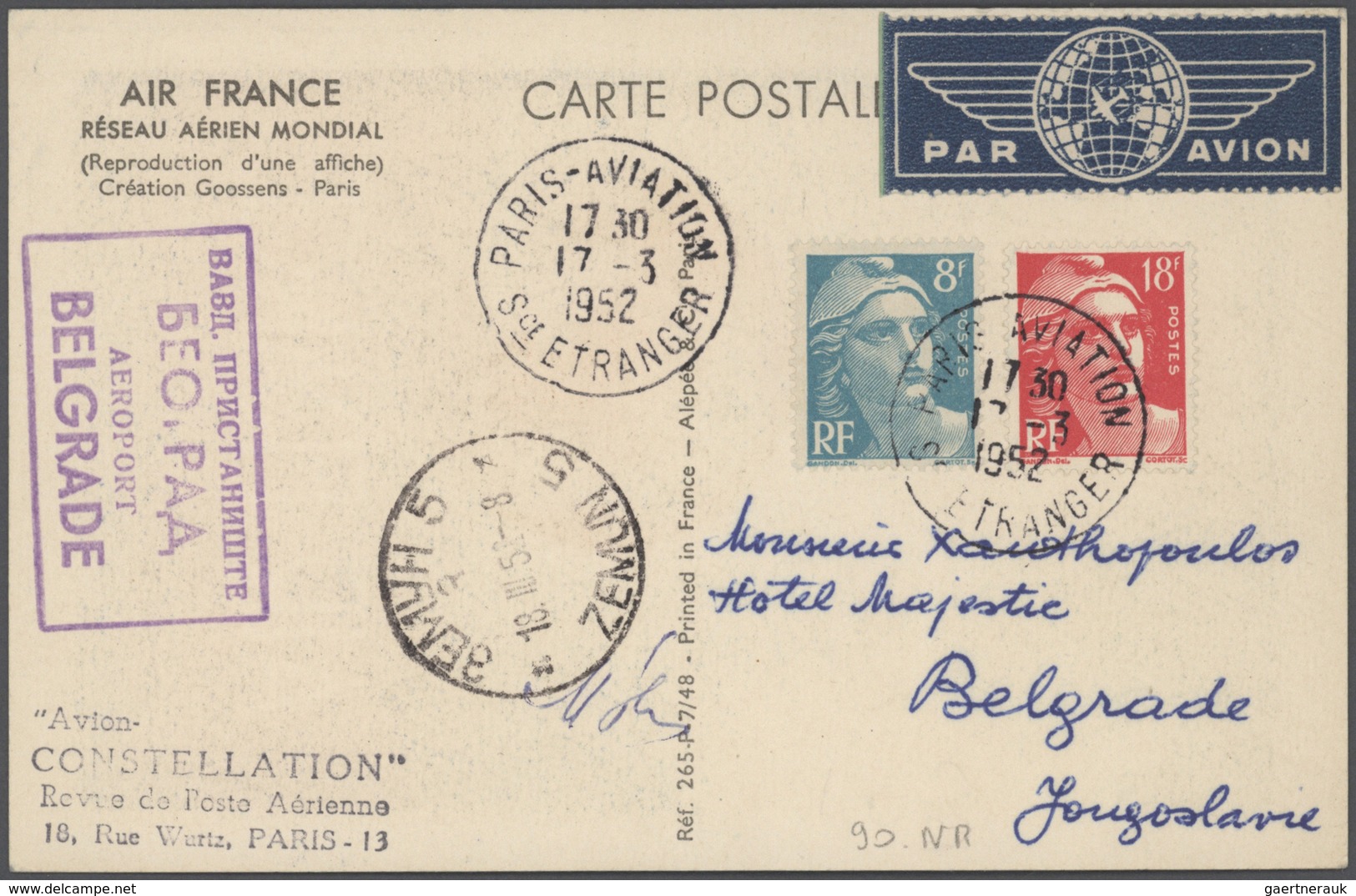 Flugpost Europa: 1950/1959, FRANCE FIRST AND SPECIAL FLIGHTS, Lot Of 63 Airmail Covers/cards Bearing - Autres - Europe