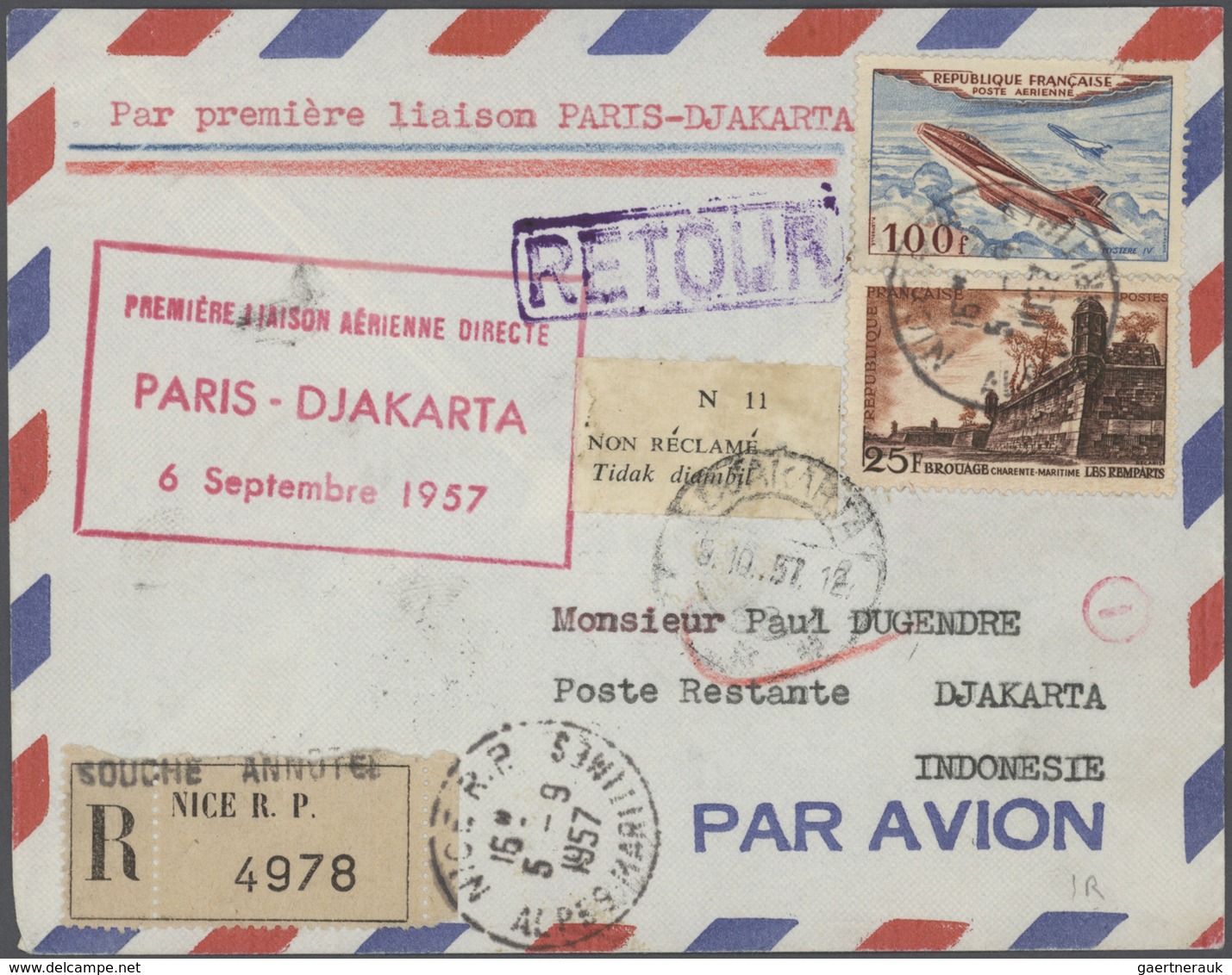 Flugpost Europa: 1950/1959, FRANCE FIRST AND SPECIAL FLIGHTS, Lot Of 63 Airmail Covers/cards Bearing - Autres - Europe