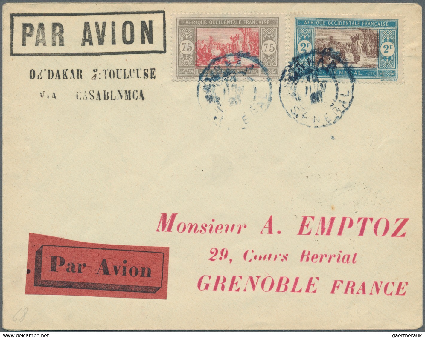 Flugpost Übersee: 1924/1937, French Colonies, Group Of Seven Airmail Covers/cards, E.g. 1925 Senegal - Otros & Sin Clasificación