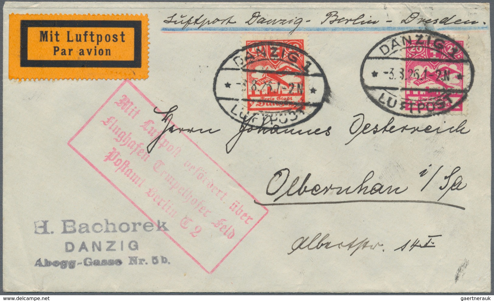 Flugpost Alle Welt: 1923/1943, Interessante Partie Mit Ca.20 Belegen, Dabei Österreich Mit Früher Lu - Other & Unclassified