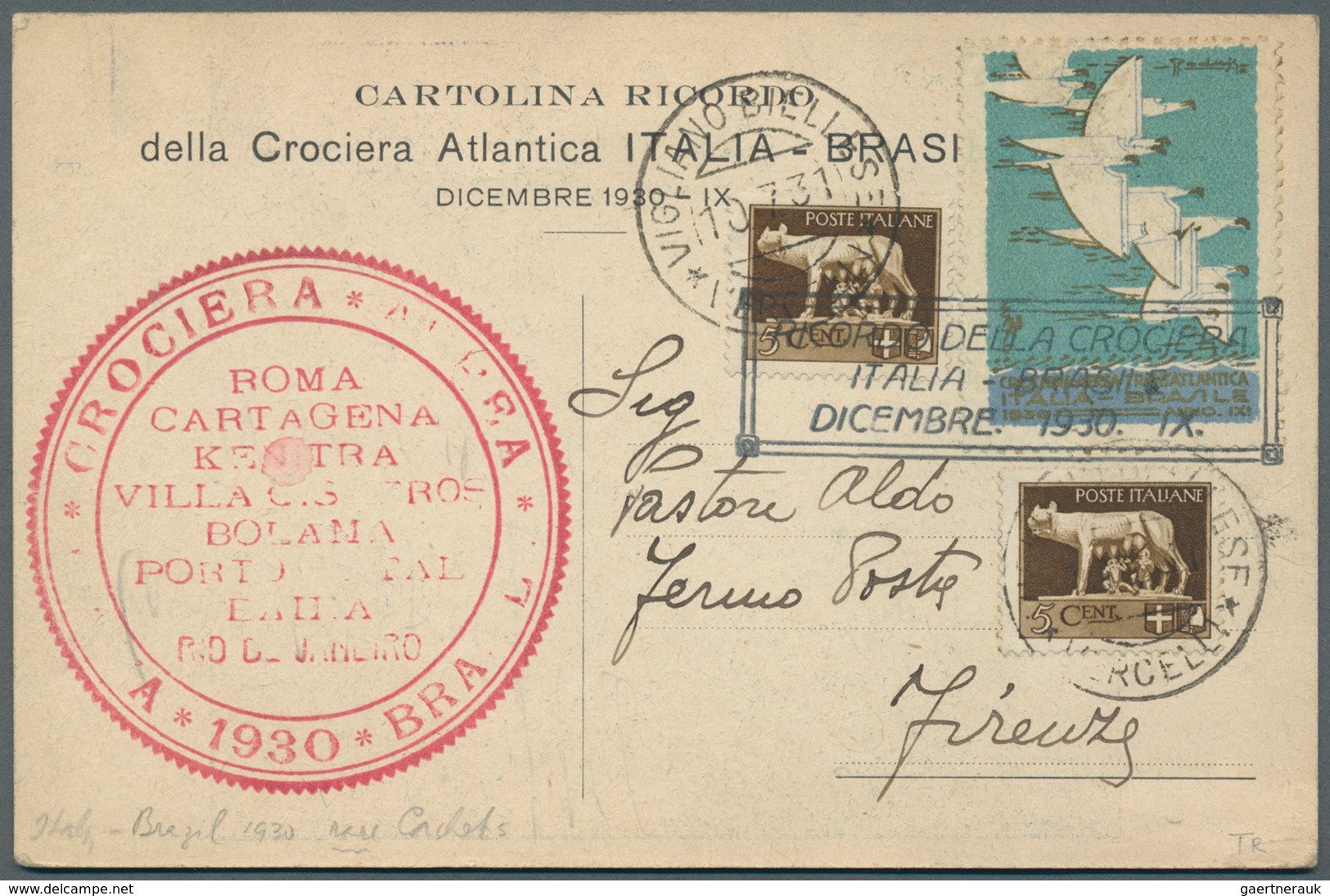 Flugpost Alle Welt: 1930/1931, CROCIERA ATLANTICA ITALIA-BRASILE, Two Picture Cards With Correspondi - Otros & Sin Clasificación