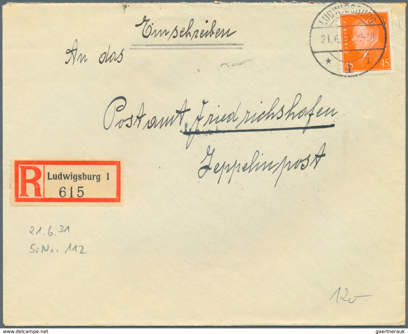 Zeppelinpost Deutschland: 1929/33, 125 Briefe adressiert nach Friedrichshafen an das dortige Postamt