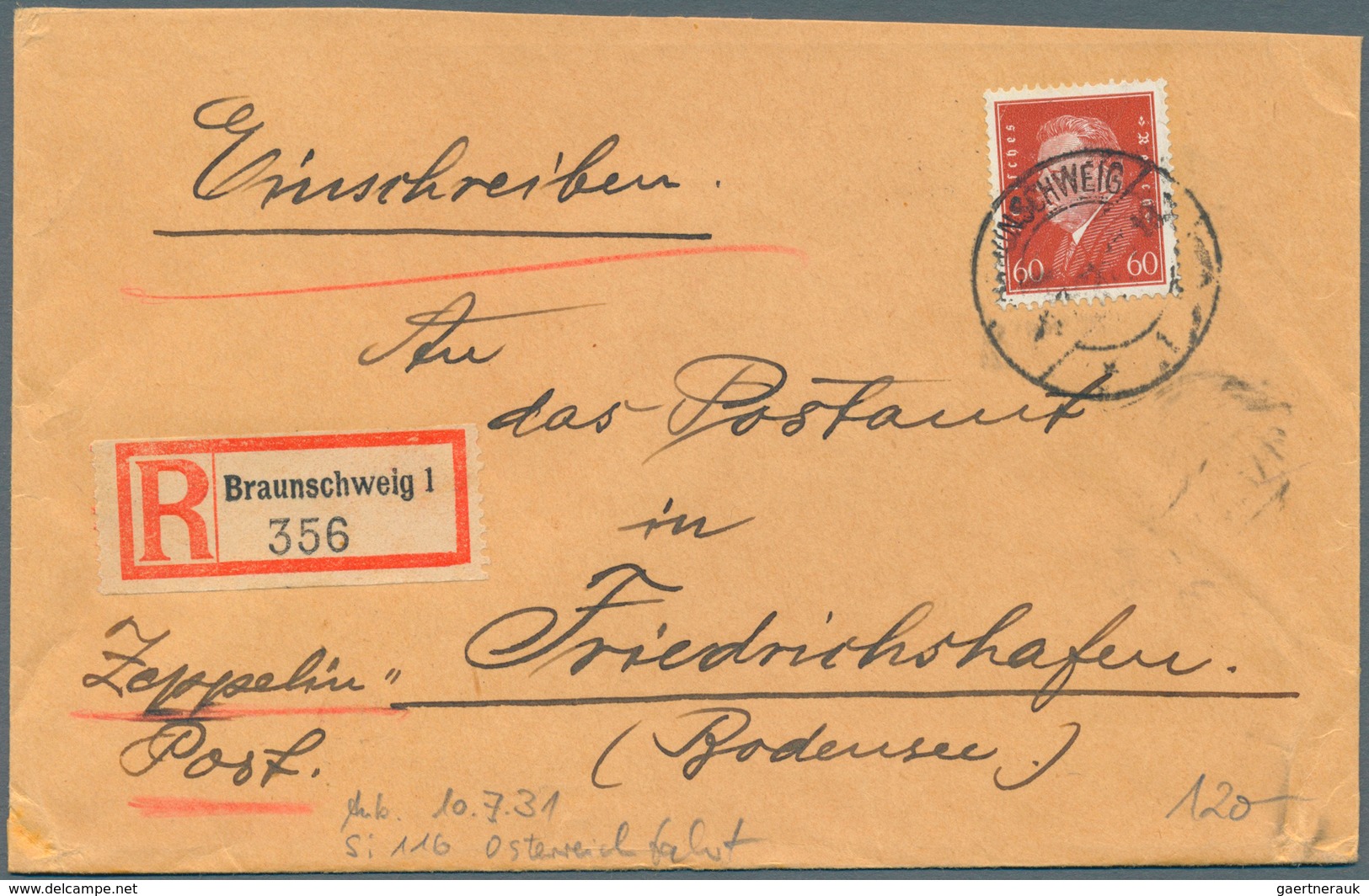 Zeppelinpost Deutschland: 1929/33, 125 Briefe adressiert nach Friedrichshafen an das dortige Postamt