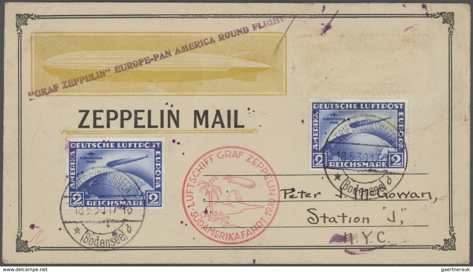 Zeppelinpost Deutschland: 19912-1939, Zwei Alben Mit Annähernd 100 Briefen Und Karten, Dabei Einige - Correo Aéreo & Zeppelin