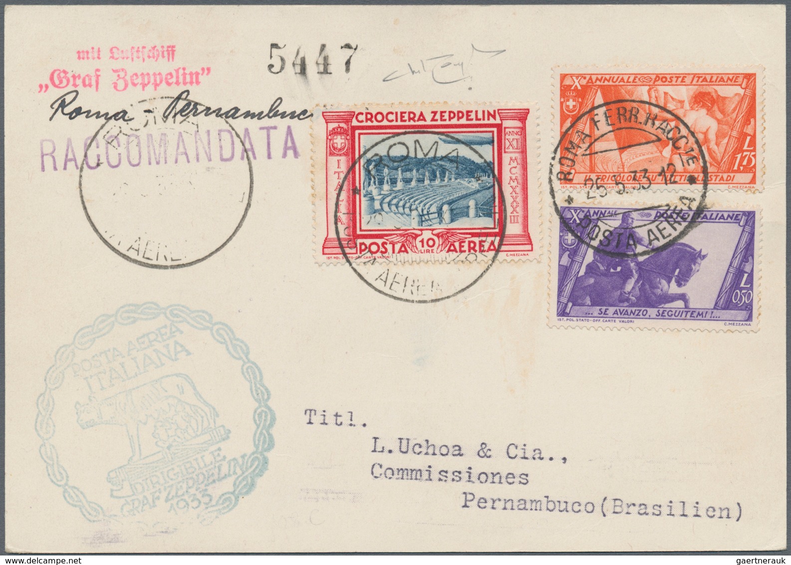 Zeppelinpost Europa: 1933, ITALY TRIP LZ 127, Group Of 13 Covers/cards Franked With Italian (12) And - Otros - Europa