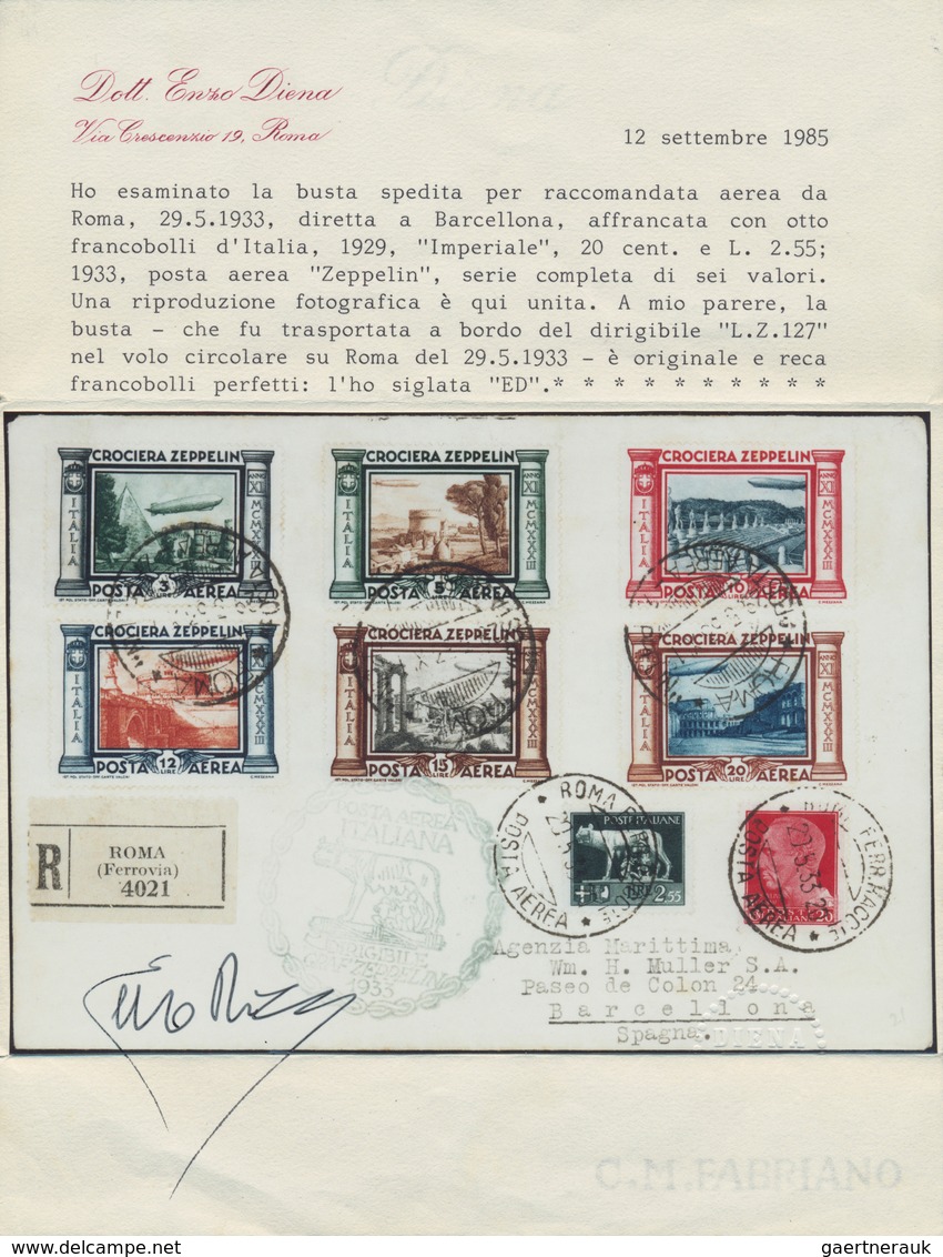 Zeppelinpost Europa: 1933, ITALY TRIP LZ 127, group of 13 covers/cards franked with Italian (12) and