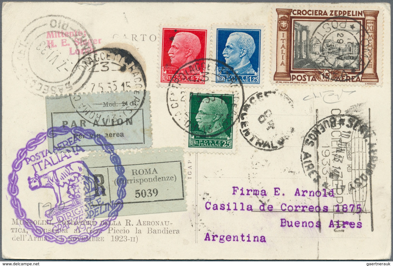 Zeppelinpost Europa: 1933, ITALY TRIP LZ 127, group of 13 covers/cards franked with Italian (12) and