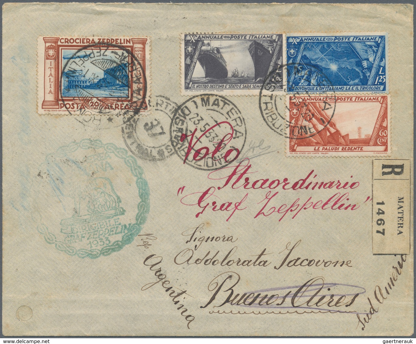Zeppelinpost Europa: 1933, ITALY TRIP LZ 127, group of 13 covers/cards franked with Italian (12) and