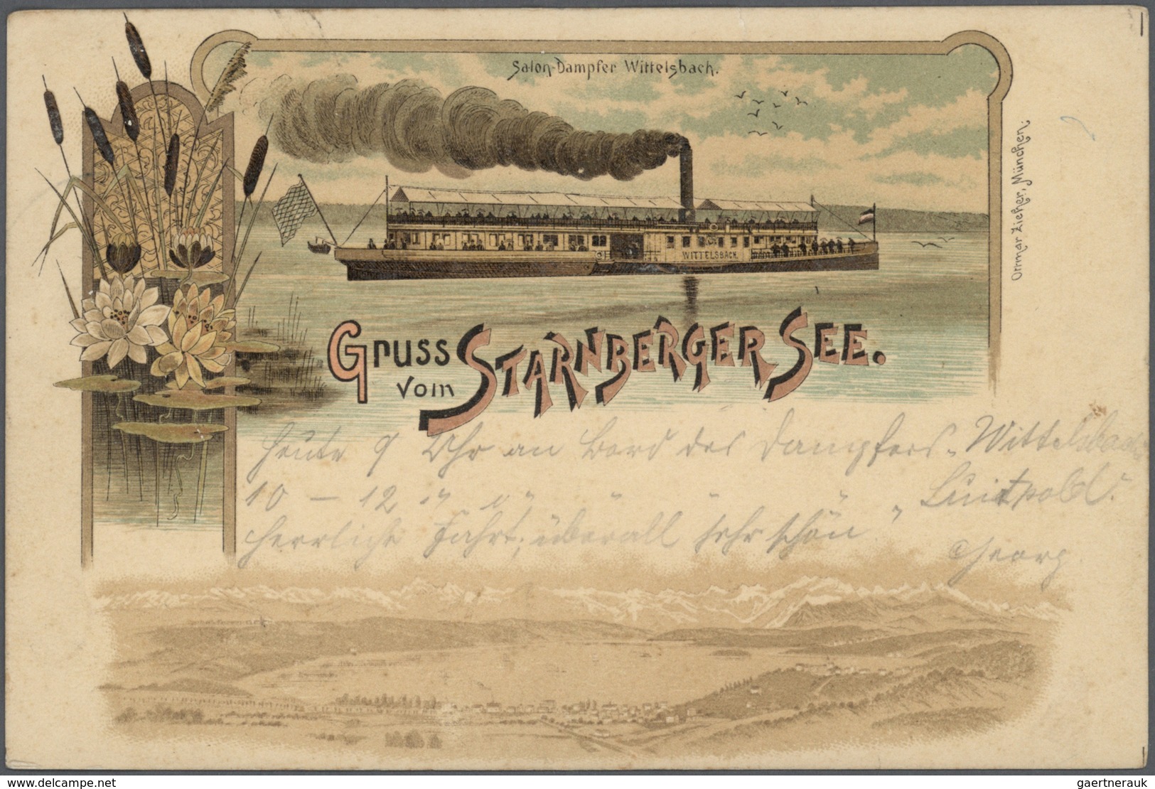 Schiffspost Deutschland: ab 1896 Partie Schiffahrt auf der Elbe, Donau, Rhein, sowie viele Starnberg
