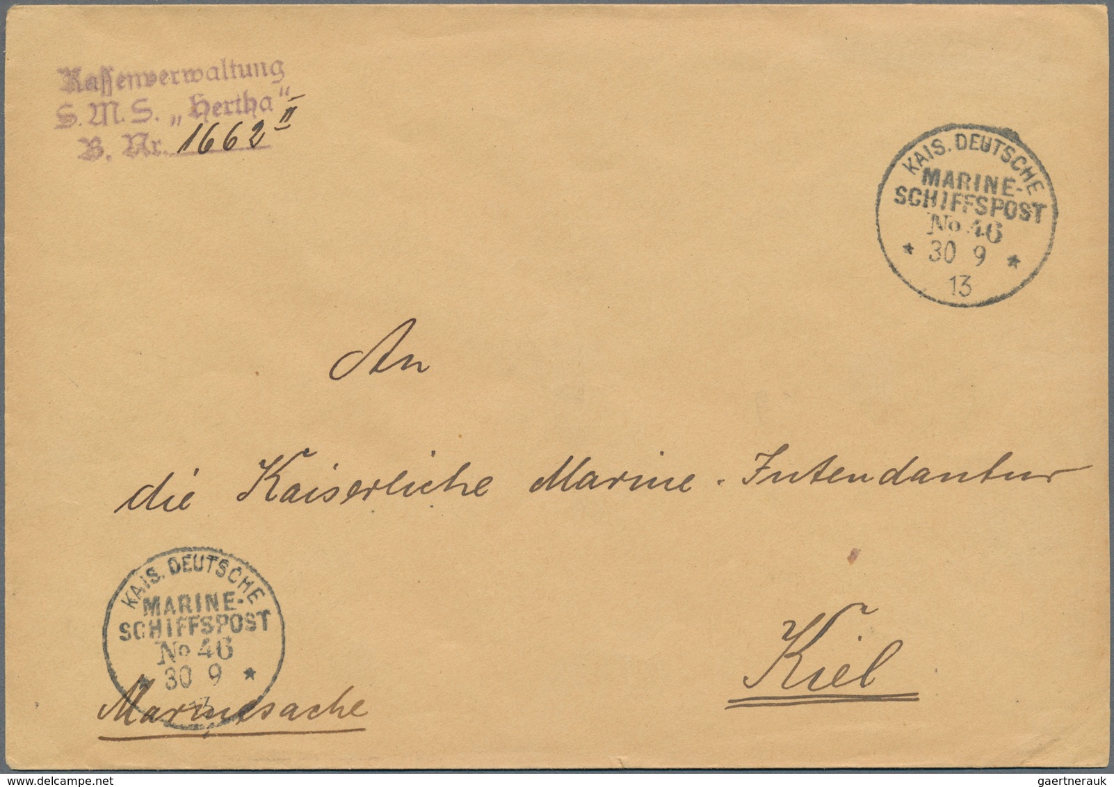 Deutsche Schiffspost - Marine: 1898/1913, MSP meist SMS Hansa, Hertha oder Fürst Bismarck aus Ostasi