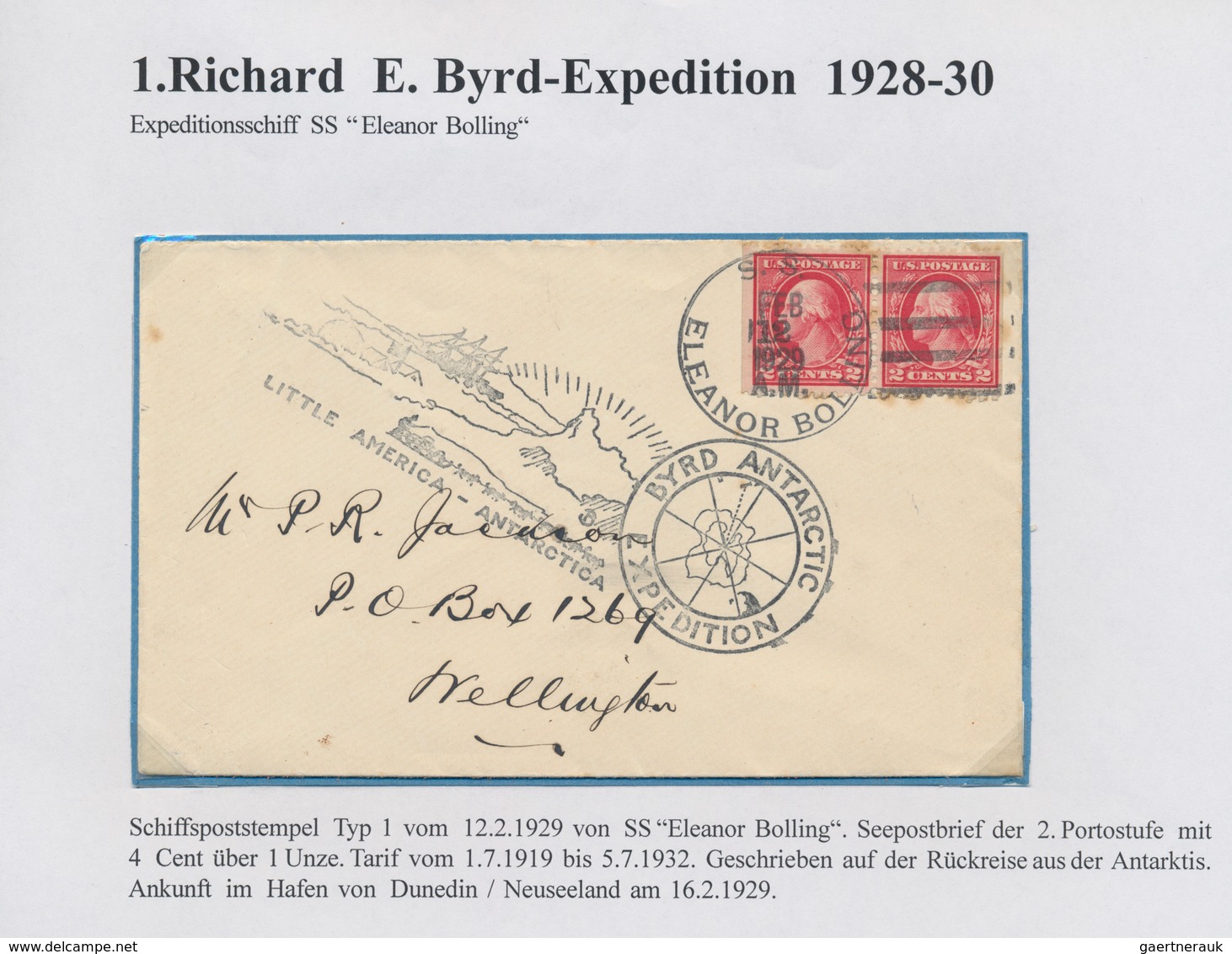Thematik: Antarktis / Antarctic: 1928/1930, 1. Richard E. Byrd-Expedition, Kleine Sammlung Mit 14 Br - Autres & Non Classés