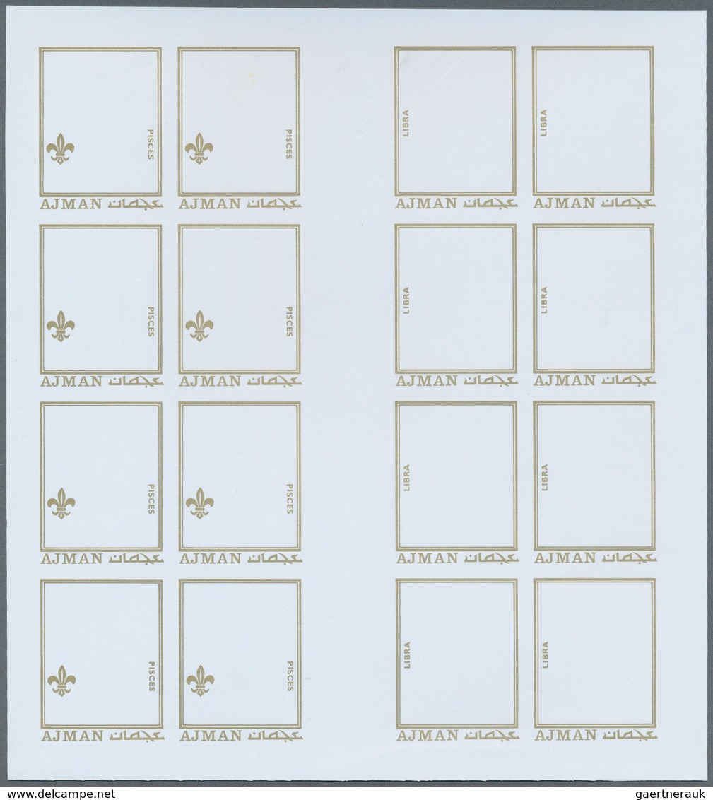 Thematik: Astrologie / Astrology: 1971, Ajman. Progressive Proofs Set Of Sheets For The Issue RENOWN - Astrologie