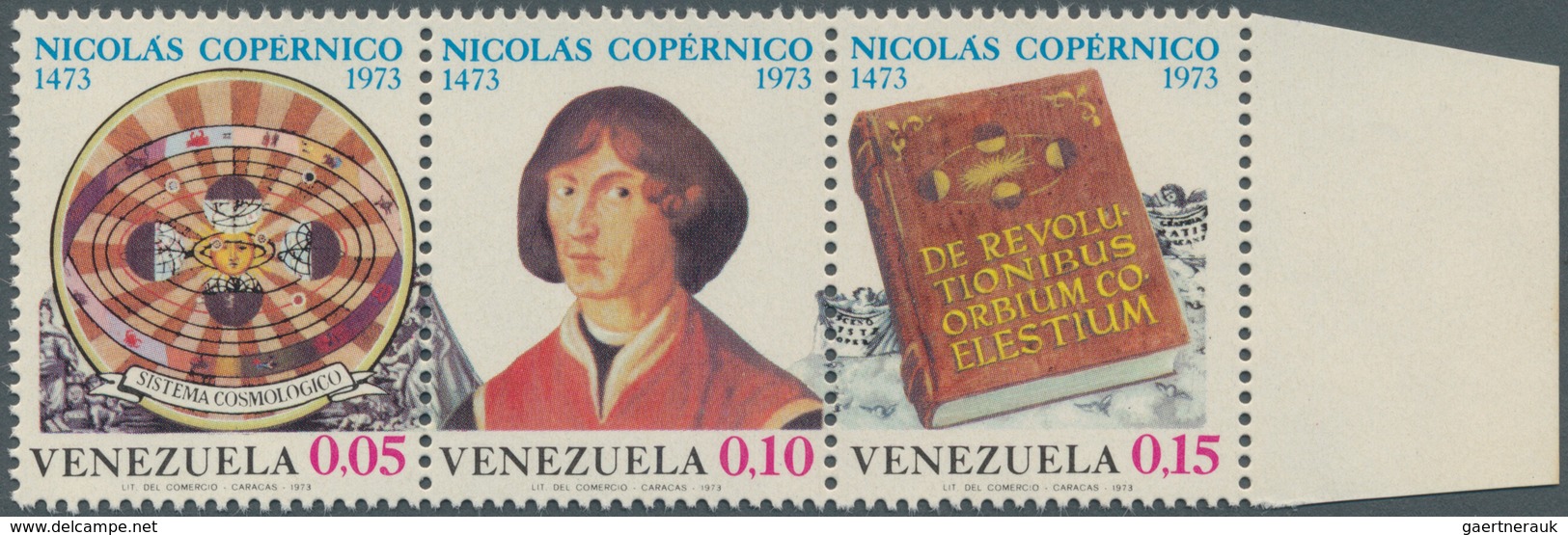 Thematik: Astronomie / Astronomy: 1973, VENEZUELA: 500th Birthday Of Nicolaus Copernicus Complete Se - Astronomùia