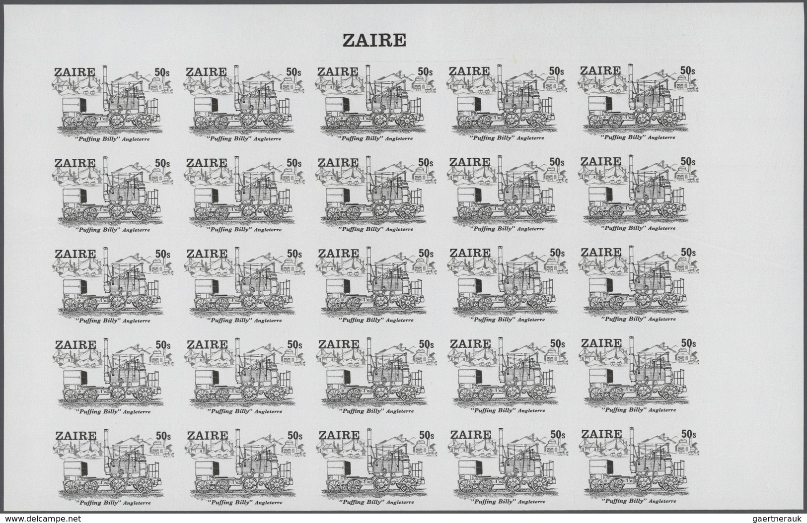 Thematik: Eisenbahn / Railway: 1980, Zaire. Progressive Proofs Set Of Sheets For The Complete Issue - Trenes