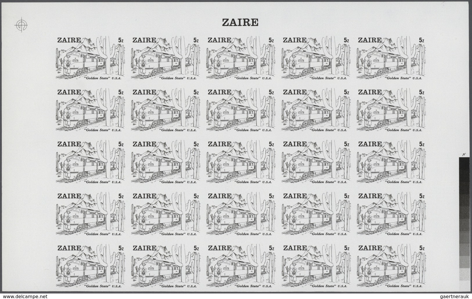 Thematik: Eisenbahn / railway: 1980, Zaire. Progressive proofs set of sheets for the complete issue