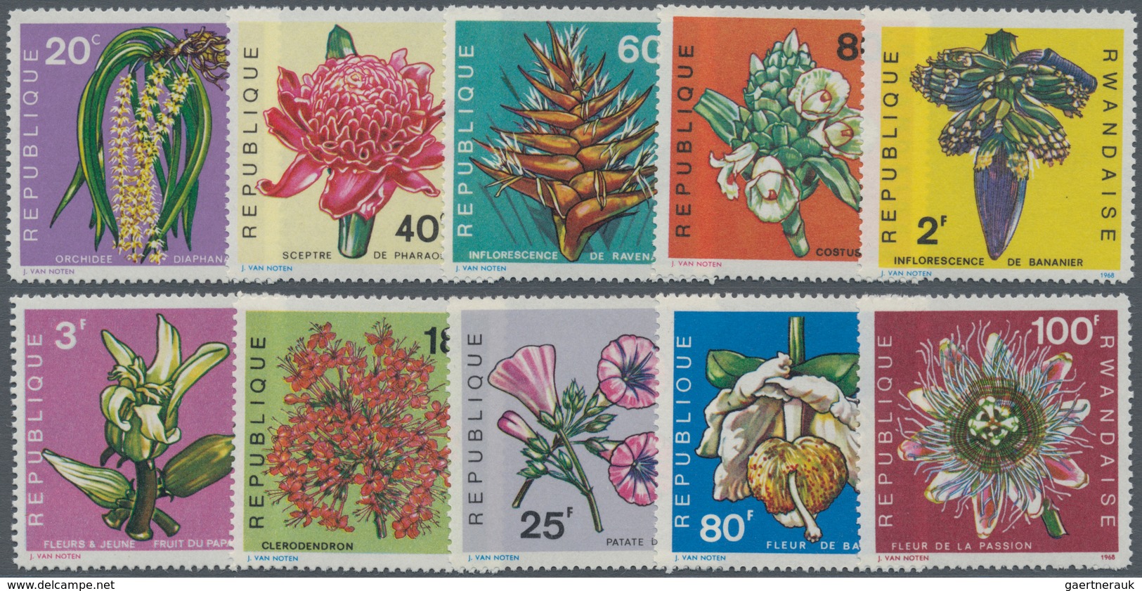 Thematik: Flora, Botanik / Flora, Botany, Bloom: 1968, RWANDA: Flowers Complete Set Of Ten From 20c. - Autres & Non Classés