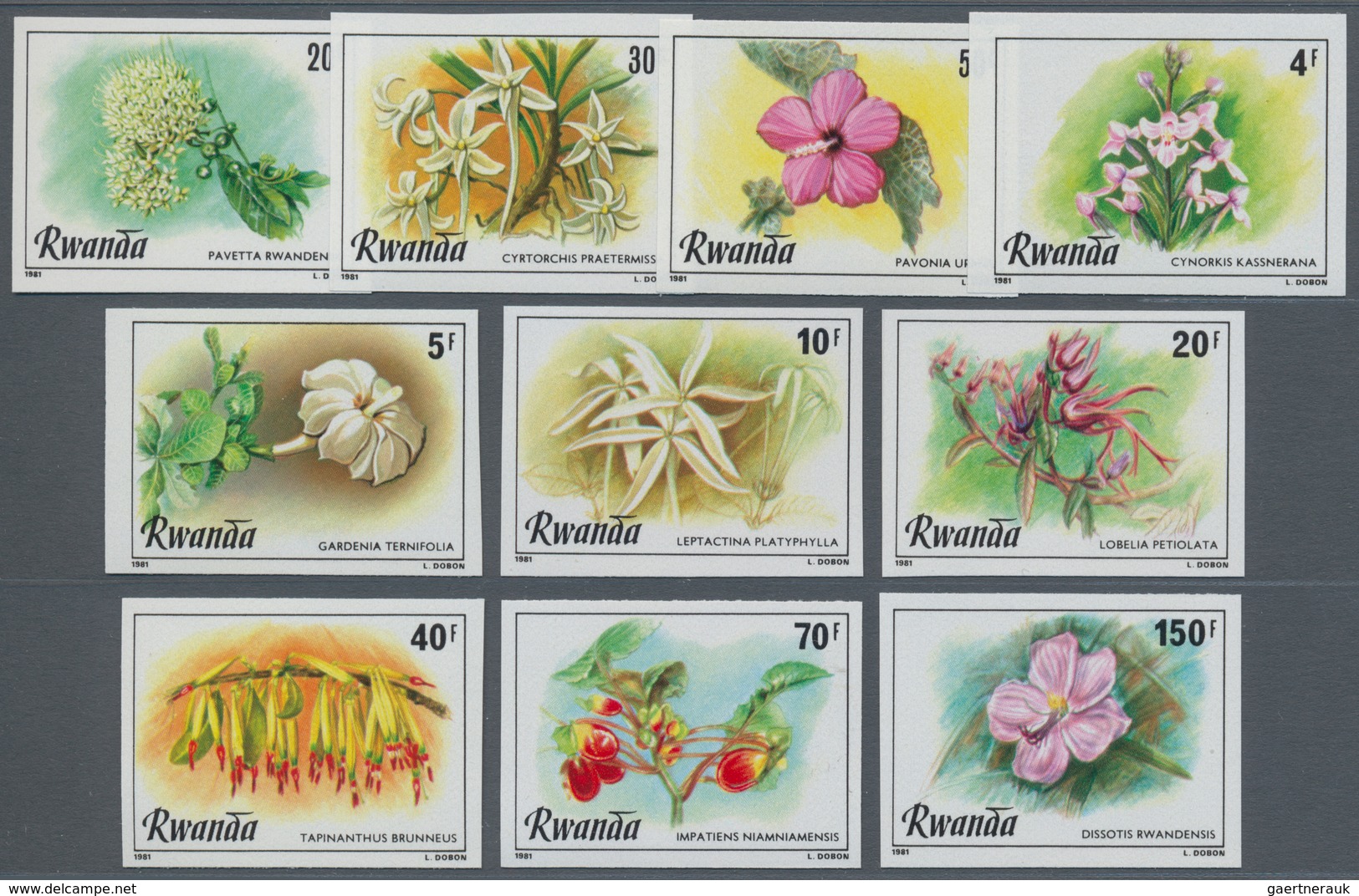 Thematik: Flora, Botanik / Flora, Botany, Bloom: 1981, RWANDA: Flowers Complete IMPERFORATE Set Of T - Autres & Non Classés