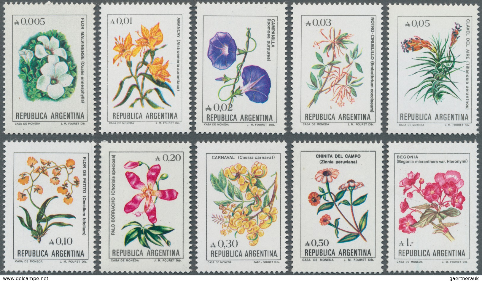 Thematik: Flora, Botanik / Flora, Botany, Bloom: 1985, ARGENTINA: Flower Definitives Complete Set Of - Otros & Sin Clasificación