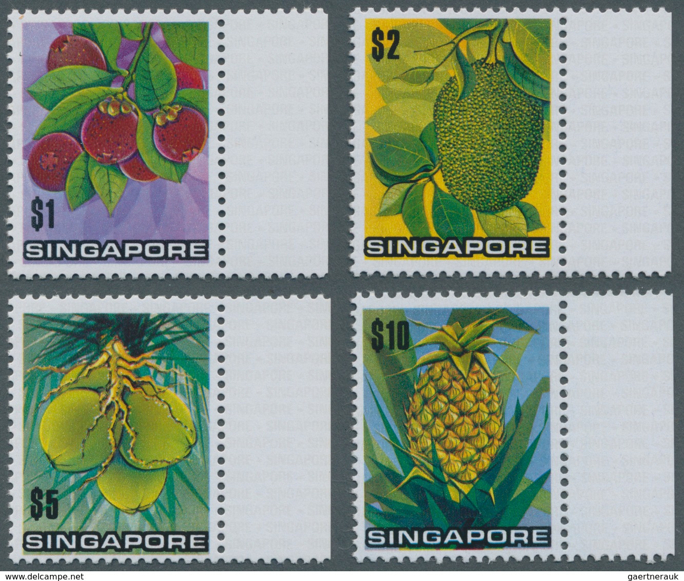 Thematik: Flora-Obst + Früchte / Flora-fruits: 1973, Fruits Defintives Set Of Four $1 To $10 (mangos - Frutas