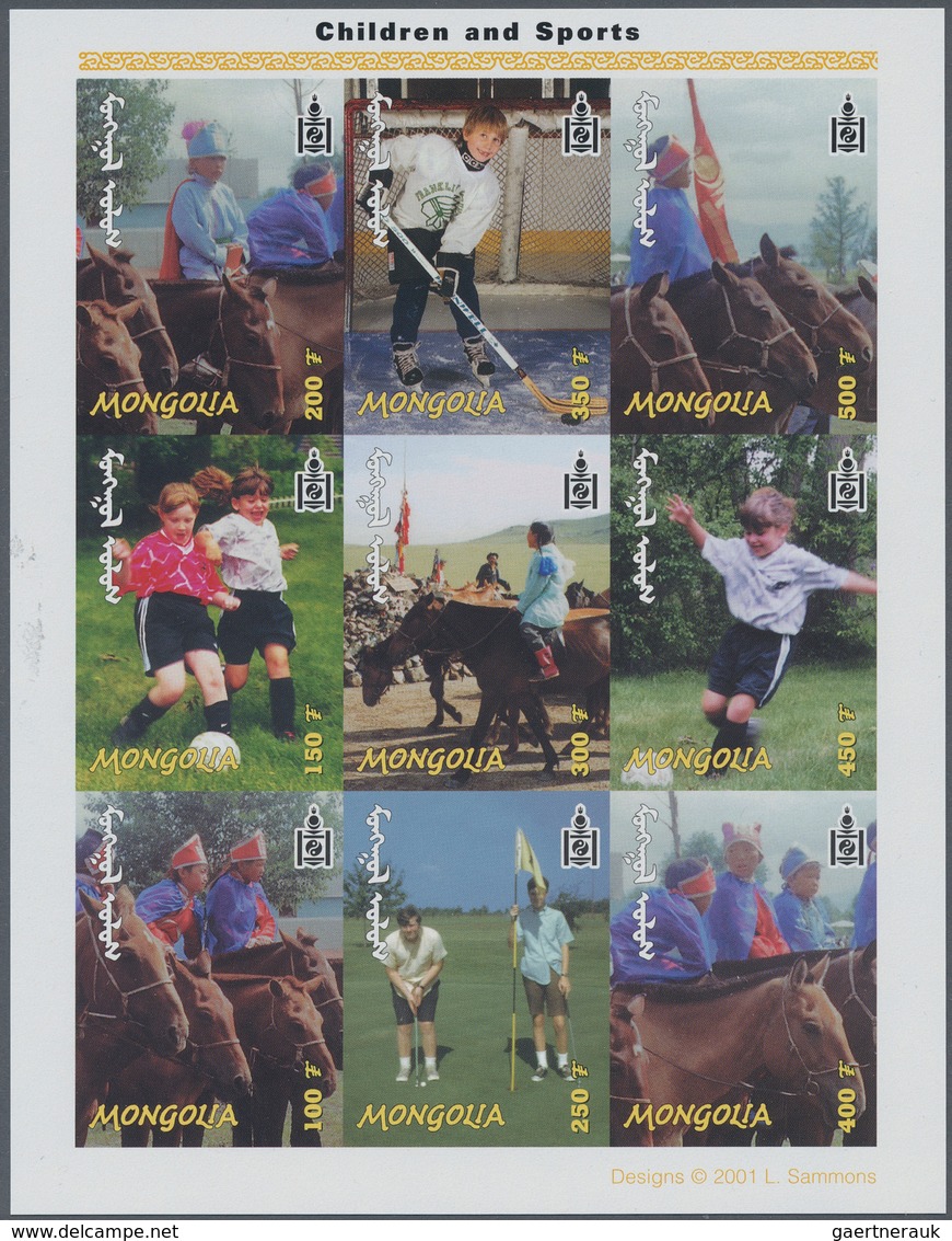 Thematik: Kinder / Children: 2001, MONGOLIA: Children And Sport Lot With 90 Special Imperforate Mini - Autres & Non Classés