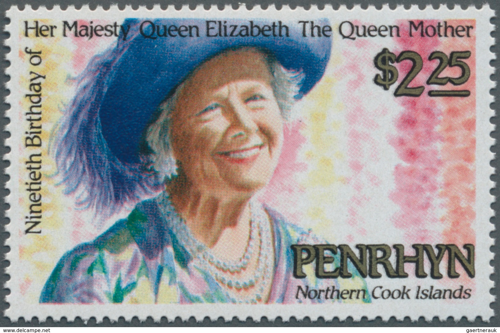 Thematik: Königtum, Adel / Royalty, Nobility: 1990, PENRHYN: 90th Birthday Of Queen Mum $2.25 In A L - Familias Reales