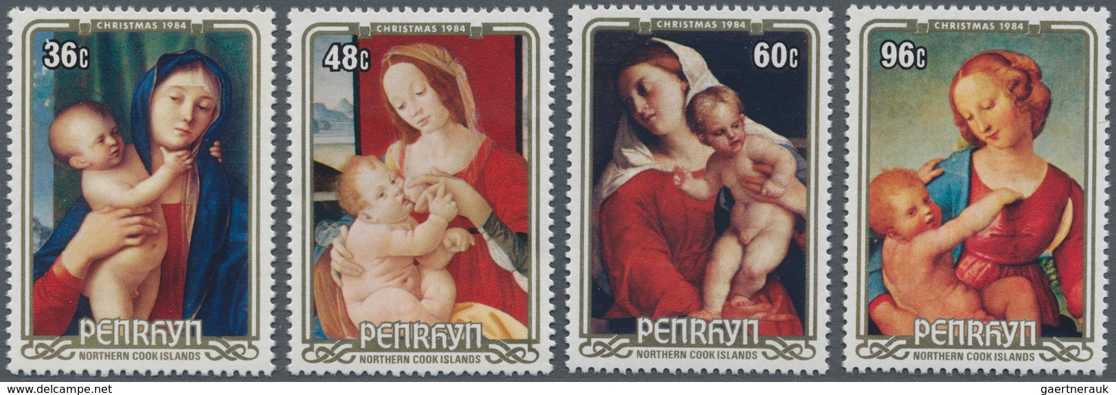 Thematik: Malerei, Maler / Painting, Painters: 1984, PENRHYN: Christmas Complete Set Of Four With Di - Autres & Non Classés