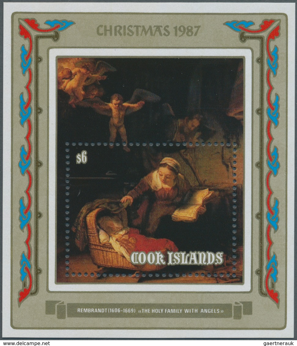 Thematik: Malerei, Maler / Painting, Painters: 1987, COOK ISLANDS: Christmas Miniature Sheet With Re - Otros & Sin Clasificación