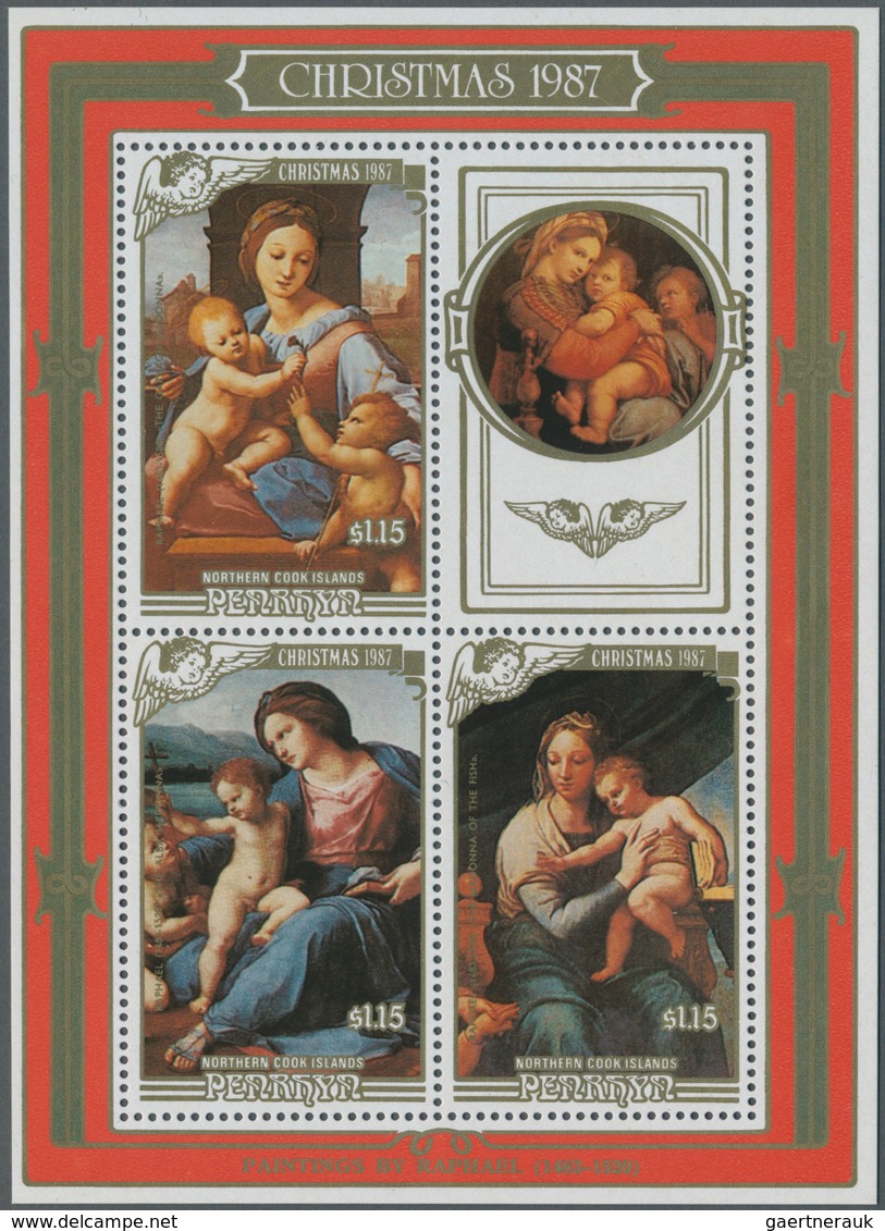 Thematik: Malerei, Maler / Painting, Painters: 1987, PENRHYN: Christmas Miniature Sheet With Three D - Otros & Sin Clasificación