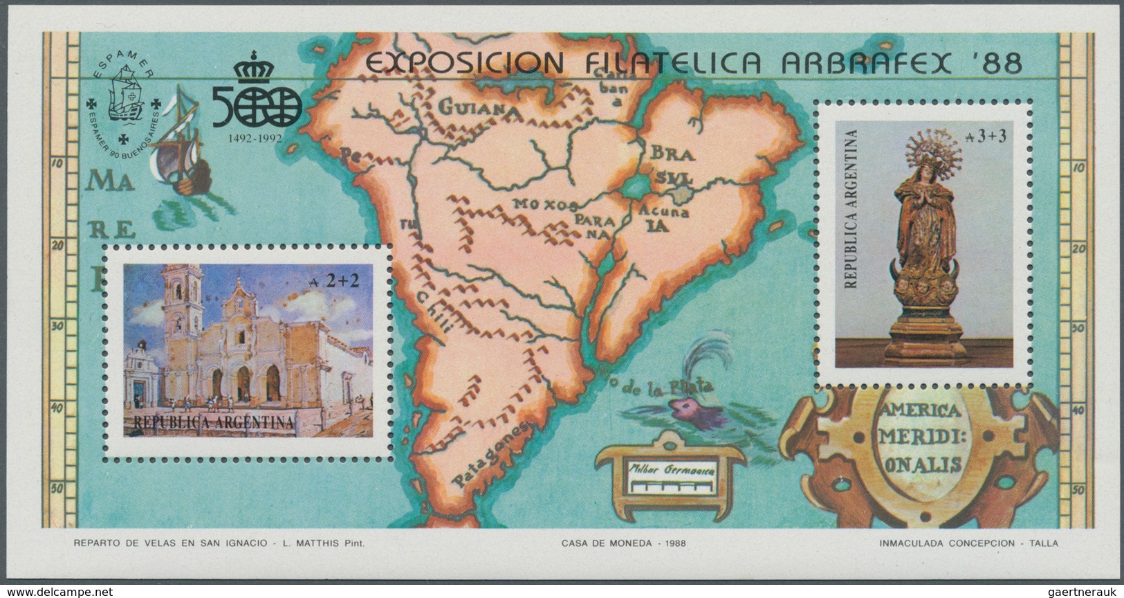 Thematik: Malerei, Maler / Painting, Painters: 1988, ARGENTINA: Stamp Exhibition Argentine-Brazil Mi - Autres & Non Classés