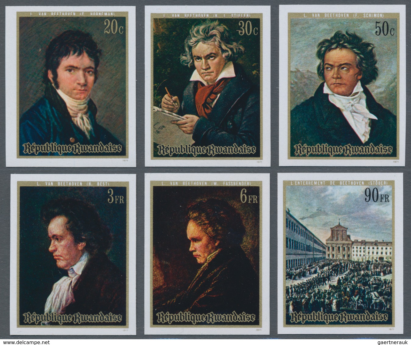 Thematik: Musik-Komponisten / Music-composers: 1971, RWANDA: 200th Birthday Of Ludwig Van Beethoven - Musique